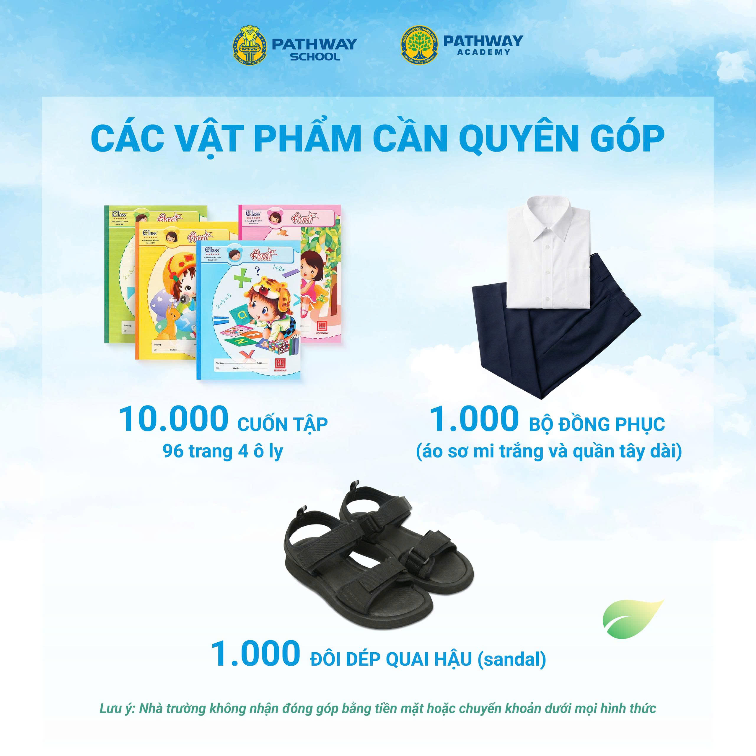 chiến dịch kêu gọi quyên góp vật phẩm cho học sinh vùng lũ